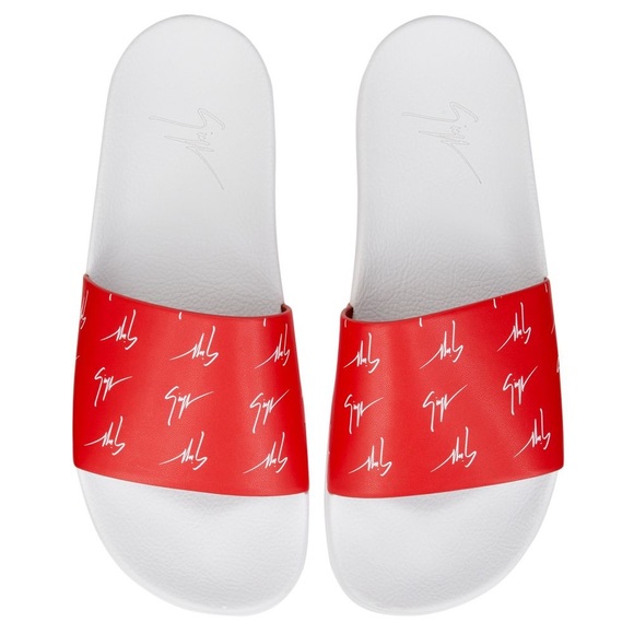 giuseppe zanotti BNIB red leather logo slide main image 6